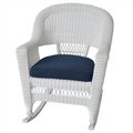 Jeco Jeco W00206R-B-2-FS011 White Rocker Wicker Chair With Blue Cushion - Set 2 W00206R-B_2-FS011